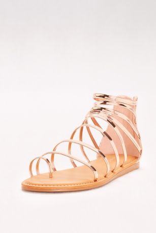 rose gold toe loop sandals